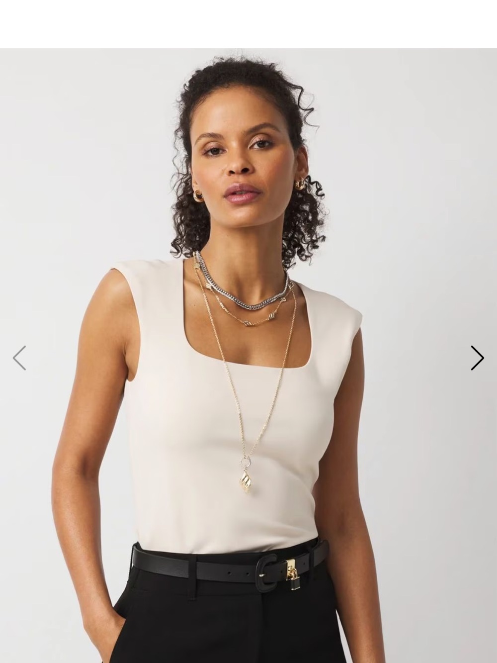 White House Black Market NWOT Ecru Cream Square-Neck Sleeveless Top
